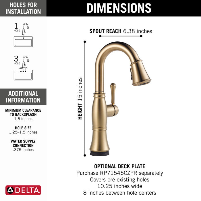 Delta Cassidy: Single Handle Pulldown Bar/Prep with Touch<sub>2</sub>O Technology