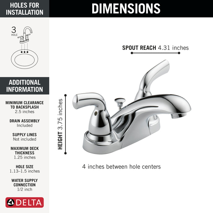 DELTA Foundations: Two Handle Centerset Bathroom Faucet
