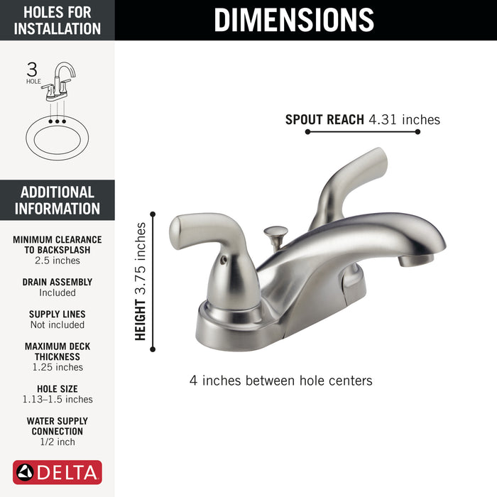 DELTA Foundations: Two Handle Centerset Bathroom Faucet