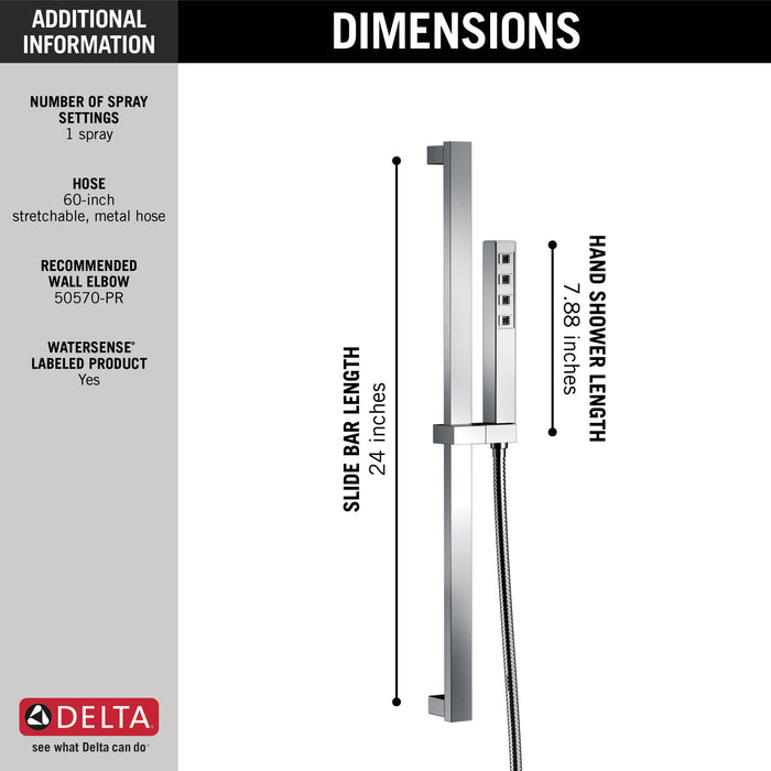 Delta Universal Showering Components 51567 H2OKINETIC Single-Setting Slide Bar Hand Shower