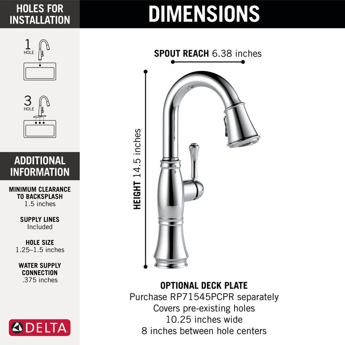 Delta Cassidy: Single Handle Pulldown Bar/Prep Faucet