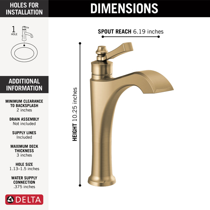 Delta Dorval: Single Handle Mid-Height Vessel Bathroom Faucet
