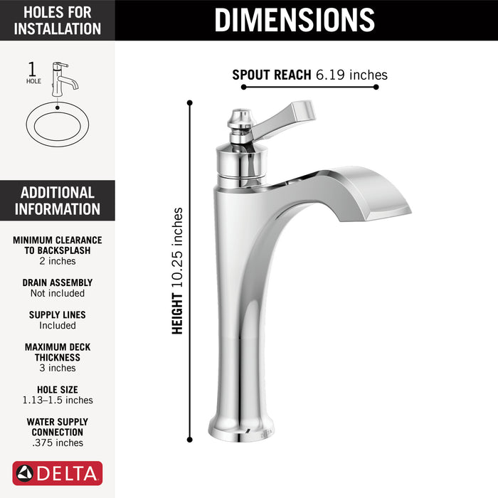 Delta Dorval: Single Handle Mid-Height Vessel Bathroom Faucet