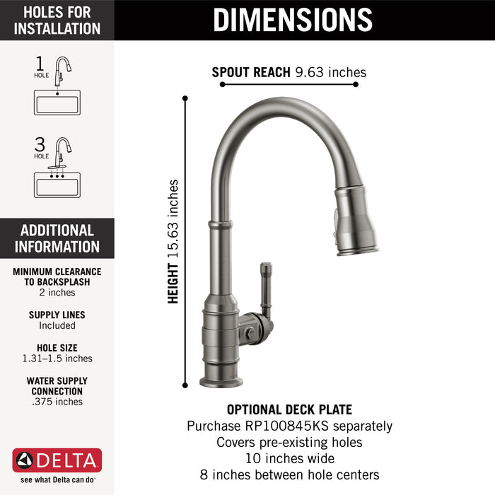 Delta Broderick 9190 Single Handle Pull-Down Kitchen Faucet