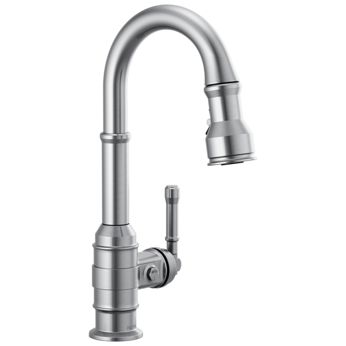 Delta Broderick: Single Handle Pull-Down Bar/Prep Faucet