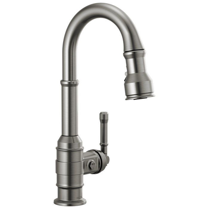 Delta Broderick: Single Handle Pull-Down Bar/Prep Faucet