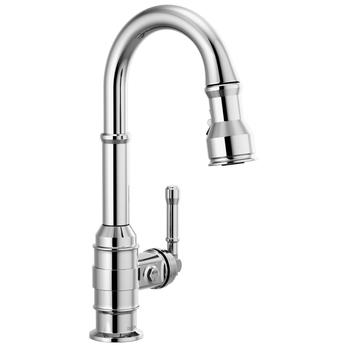 Delta Broderick: Single Handle Pull-Down Bar/Prep Faucet