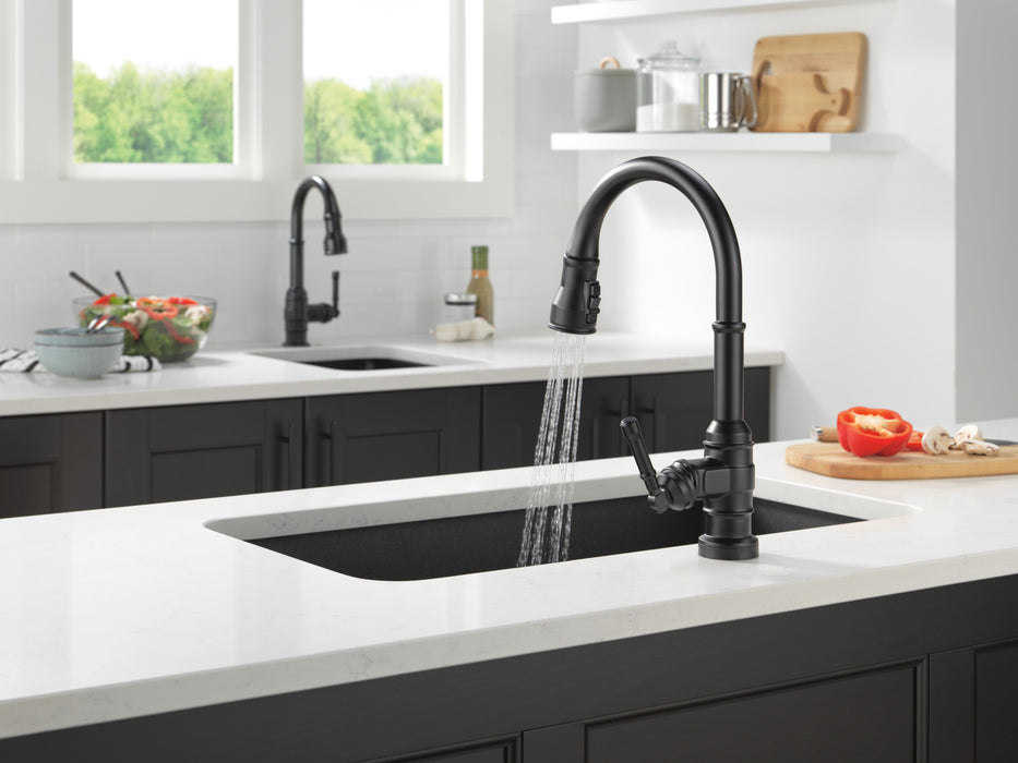 Delta Broderick: Single Handle Pull-Down Bar/Prep Faucet