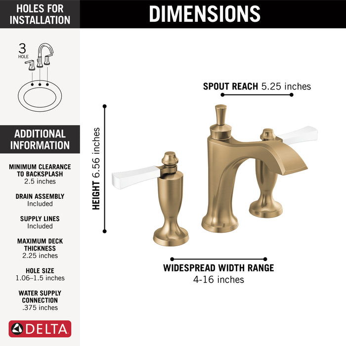 Delta Dorval:3556 Two Handle Widespread Bathroom Faucet