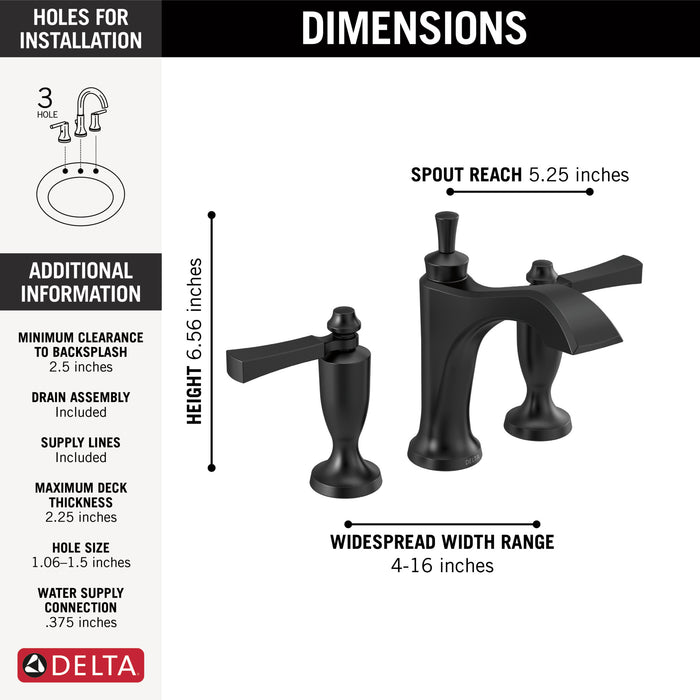 Delta Dorval:3556 Two Handle Widespread Bathroom Faucet
