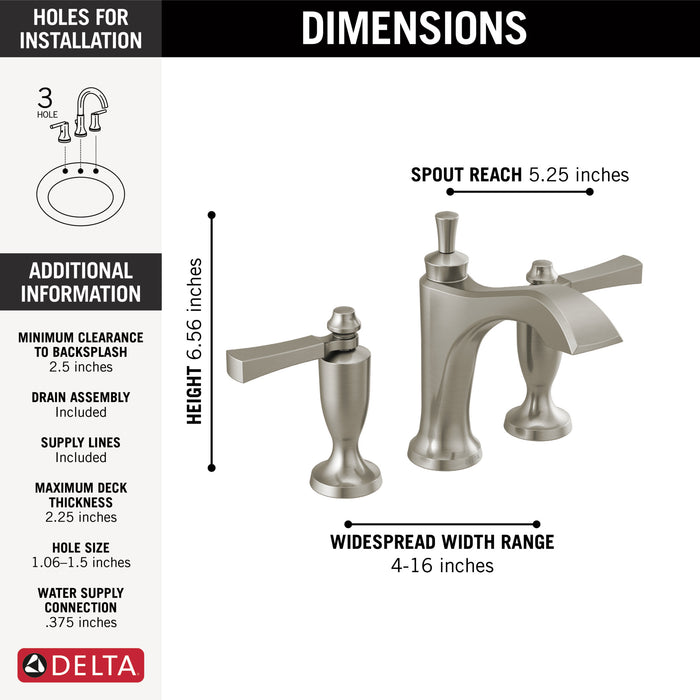 Delta Dorval 3556 Two Handle Widespread Bathroom Faucet