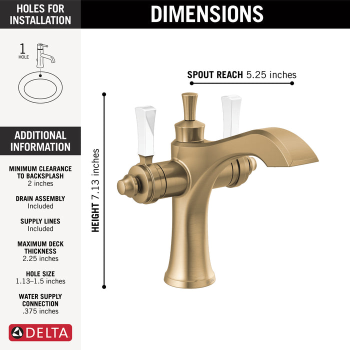 Delta Dorval™: Two Handle Single Hole Monoblock Bathroom Faucet