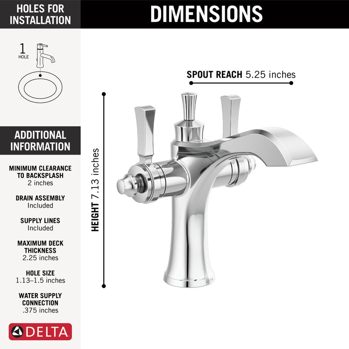Delta Dorval™: Two Handle Single Hole Monoblock Bathroom Faucet