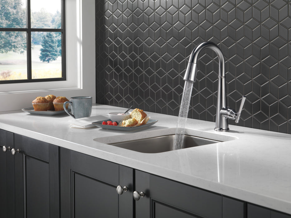 Delta Emmeline: Single Handle Pull Down Bar/Prep Faucet