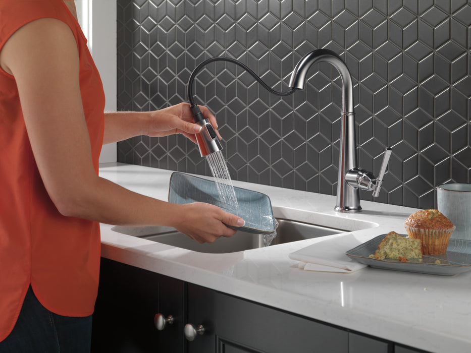 Delta Emmeline: Single Handle Pull Down Bar/Prep Faucet