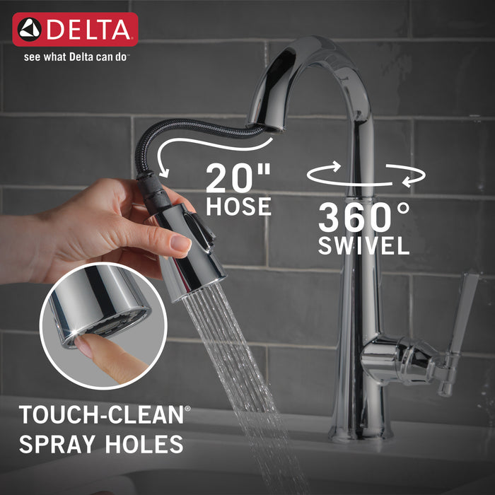 Delta Emmeline: Single Handle Pull Down Bar/Prep Faucet