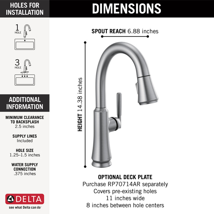 Delta Coranto:9979 Single Handle Pull Down Bar/Prep Faucet