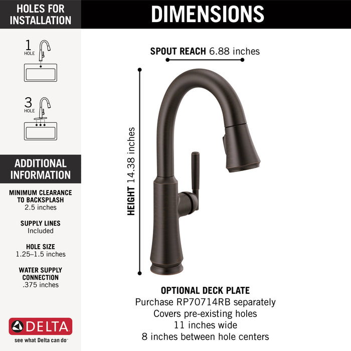 Delta Coranto:9979 Single Handle Pull Down Bar/Prep Faucet