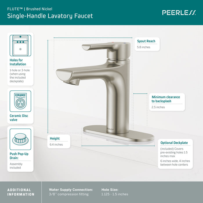 Peerless Flute P1513LF Single Top Handle Lavatory Faucet