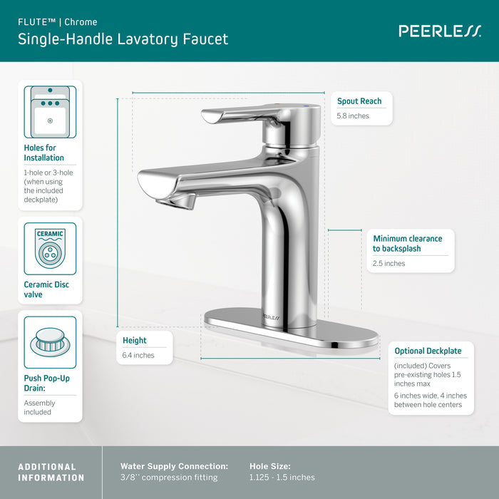 Peerless Flute P1513LF Single Top Handle Lavatory Faucet