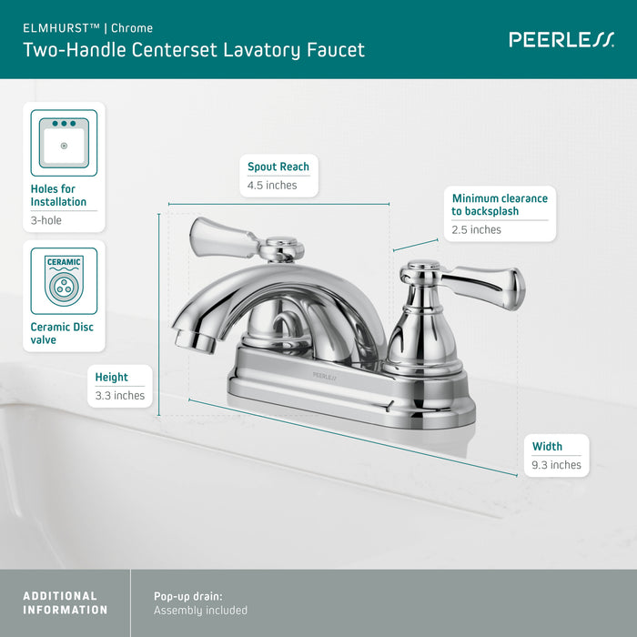 Peerless Elmhurst P2465LF Two-Handle Centerset Bath Faucet