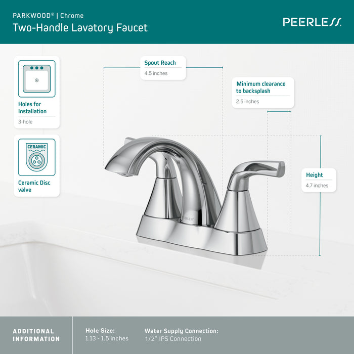 Peerless Parkwood P2535LF Two Handle Centerset Lavatory Faucet