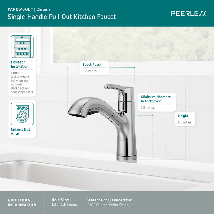 Delta Peerless Parkwood: Single Handle Pullout Kitchen Faucet