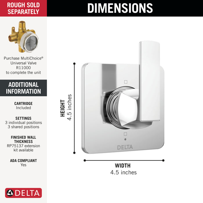 Delta Velum T11937 6-Setting 3-Port Diverter Trim