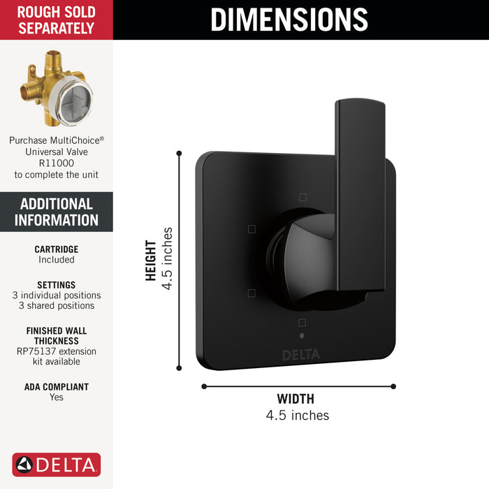 Delta Velum T11937 6-Setting 3-Port Diverter Trim