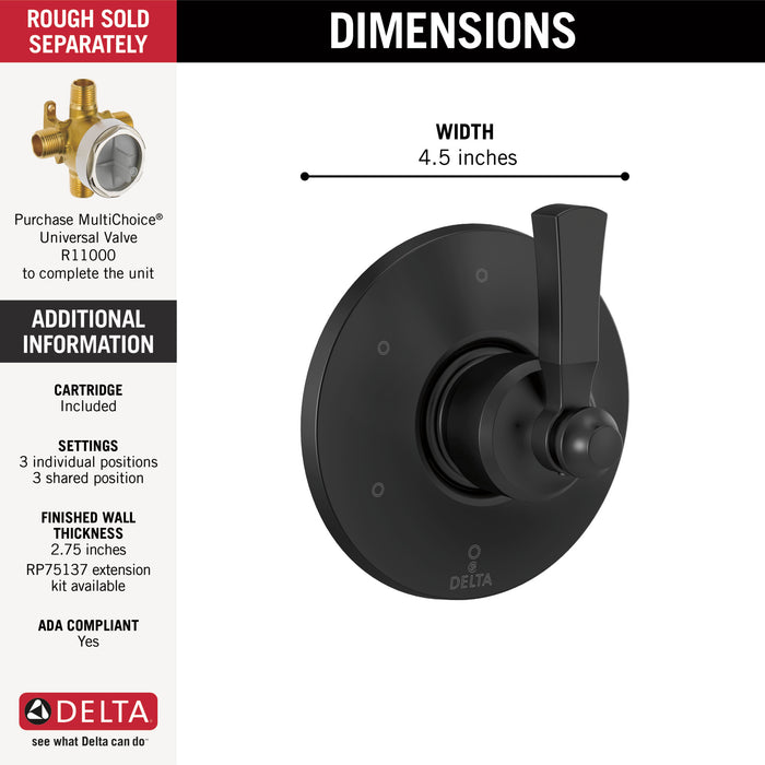 Delta Dorval™: 6 Setting Diverter Trim