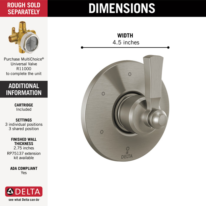 Delta Dorval™: 6 Setting Diverter Trim