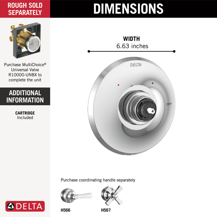 Delta Dorval T14056 Monitor 14 Series Valve Only Trim - Less Handle