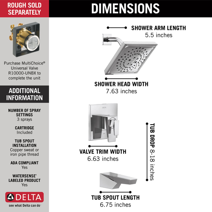Delta Trillian: 17 Series H2Okinetic Tub Shower Trim