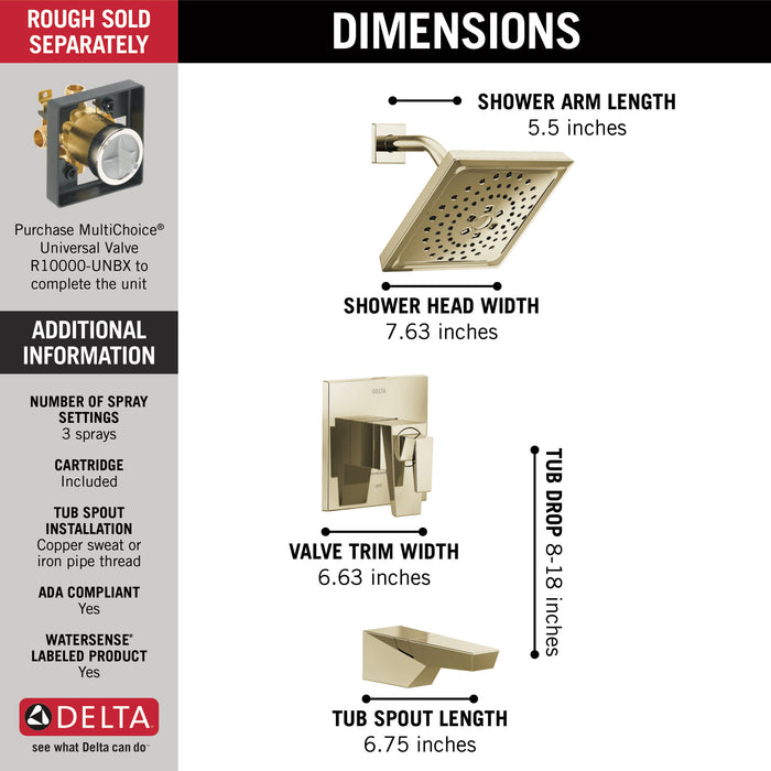 Delta Trillian: 17 Series H2Okinetic Tub Shower Trim