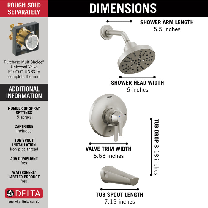 Delta Galeon: 17S Tub Shower Trim with H2OKinetic