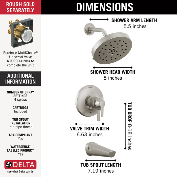 Delta Galeon: 17T S Tub Shower Trim with UltraSoak