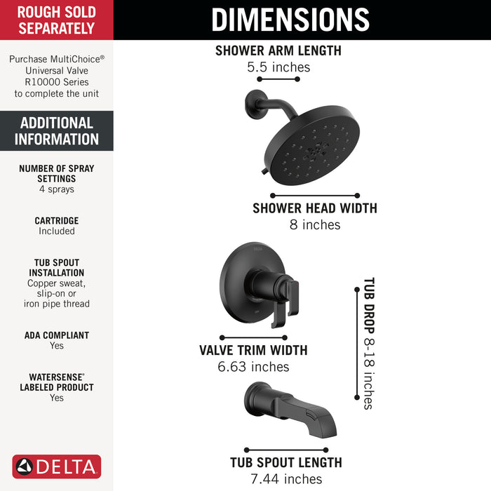 Delta Tetra: 17T Series Tub Shower Trim
