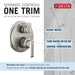Delta Tetra T24889 14 Series Integrated Diverter Trim with 3-Setting
