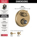 Delta Dorval T24956 Traditional 2-Handle Monitor 14 Series Valve Trim with 6 Setting Diverter