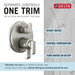 Delta Tetra T27889 17 Series Integrated Diverter Trim with 3-Setting
