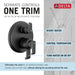Delta Tetra T27889 17 Series Integrated Diverter Trim with 3-Setting