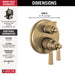 Delta Dorval:T27956 Traditional 2-Handle Monitor 17 Series Valve Trim with 6 Setting Diverter