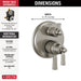 Delta Dorval:T27956 Traditional 2-Handle Monitor 17 Series Valve Trim with 6 Setting Diverter