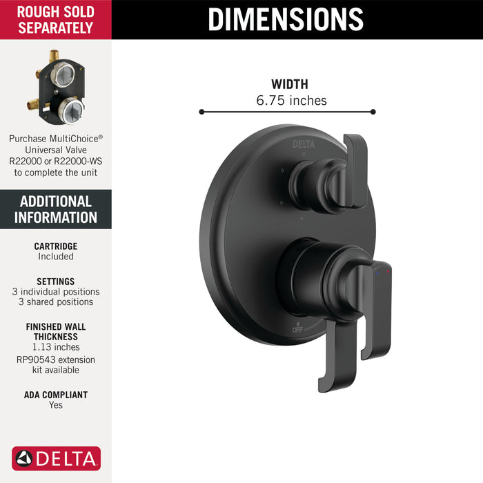 Delta Tetra T27989 17 Series Integrated Diverter Trim with 6-Setting