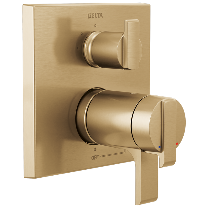 Delta Ara T27T867 Angular Modern TempAssure 17T Series Valve Trim with 3-Setting Integrated Diverter, champagne bronze