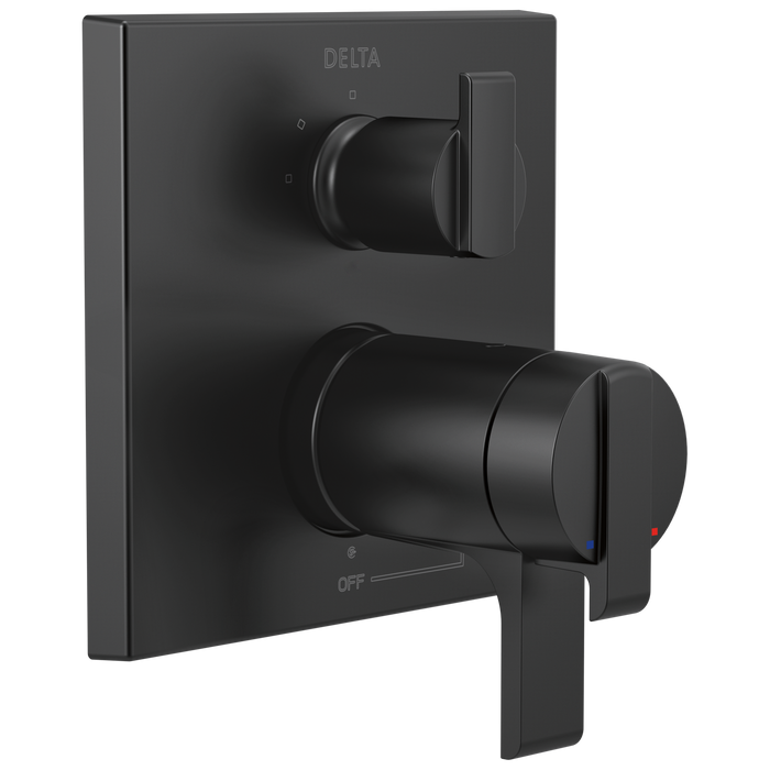 Delta Ara T27T867 Angular Modern TempAssure 17T Series Valve Trim with 3-Setting Integrated Diverter, matte black