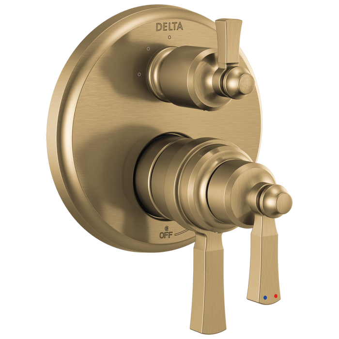 Delta Dorval T27T956 Traditional 2-Handle Monitor 17T Series Valve Trim with 6 Setting Diverter, champagne bronze