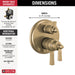 Delta Dorval T27T956 Traditional 2-Handle Monitor 17T Series Valve Trim with 6 Setting Diverter, champagne bronze - view 2