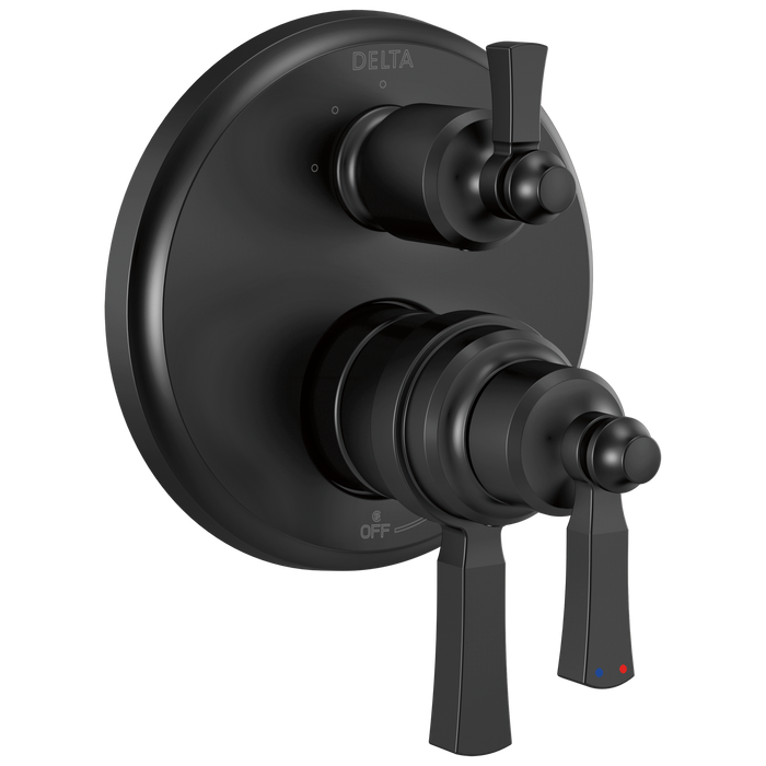 Delta Dorval T27T956 Traditional 2-Handle Monitor 17T Series Valve Trim with 6 Setting Diverter, matte black