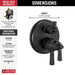 Delta Dorval T27T956 Traditional 2-Handle Monitor 17T Series Valve Trim with 6 Setting Diverter, matte black - view 2
